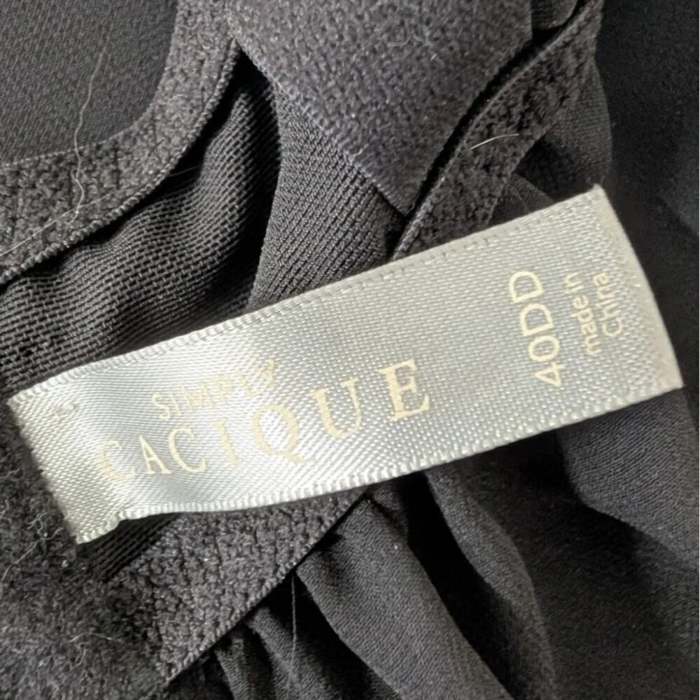 Cacique Lace Floral Babydoll Lingerie Womens Size 40DD Black Underwire Nightgown
